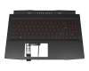 Keyboard incl. topcase DE (german) black/red/black with backlight original suitable for MSI GF66 11UE (MS-1581)