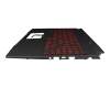 Keyboard incl. topcase DE (german) black/red/black with backlight original suitable for MSI GF66 11UE (MS-1581)