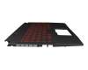 Keyboard incl. topcase DE (german) black/red/black with backlight original suitable for MSI Katana GF66 11SC