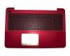 Keyboard incl. topcase DE (german) black/red original suitable for Asus K555LJ