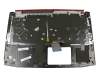 Keyboard incl. topcase DE (german) black/silver with backlight (1060) original suitable for Acer Predator Helios 300 (PH317-52)