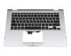 Keyboard incl. topcase DE (german) black/silver with backlight original suitable for Asus VivoBook Flip 14 TP412FA