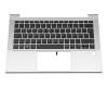 Keyboard incl. topcase DE (german) black/silver with backlight original suitable for HP EliteBook 830 G7