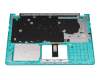 Keyboard incl. topcase DE (german) black/turquoise with backlight original suitable for Asus VivoBook S15 X530FA