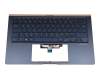 Keyboard incl. topcase DE (german) blue/blue with backlight original suitable for Asus ZenBook 14 UX434FLC