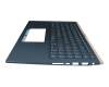 Keyboard incl. topcase DE (german) blue/blue with backlight original suitable for Asus ZenBook 15 UX533FAC
