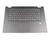 Keyboard incl. topcase DE (german) grey/grey with backlight original suitable for Lenovo IdeaPad Flex-15IWL (81SR)
