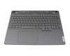 Keyboard incl. topcase DE (german) grey/grey with backlight original suitable for Lenovo Legion Slim 5-16IRH8 (82YA)