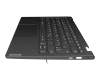 Keyboard incl. topcase DE (german) grey/grey with backlight original suitable for Lenovo Yoga C640-13IML (81UE)