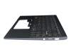 Keyboard incl. topcase DE (german) grey/grey with backlight original suitable for MSI Modern 15 A11M/A11ML/A11MU (MS-1552)