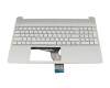 Keyboard incl. topcase DE (german) silver/silver with backlight original suitable for HP 15s-eq1000