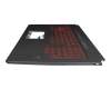Keyboard incl. topcase FR (french) black/red/black with backlight original suitable for Asus TUF FX705GM