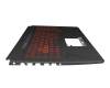 Keyboard incl. topcase FR (french) black/red/black with backlight original suitable for Asus TUF Gaming FX765GM