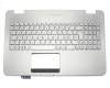 Keyboard incl. topcase FR (french) silver/silver with backlight original suitable for Asus N551JK