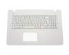 Keyboard incl. topcase FR (french) white/white original suitable for Asus F751LDV