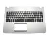 Keyboard incl. topcase US (english) black/silver with backlight original suitable for Asus N56JN