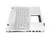 PK13183125S original Compal keyboard incl. topcase FR (french) silver/silver with backlight