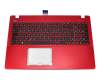 V143362AK1 GR original Sunrex keyboard incl. topcase DE (german) black/red