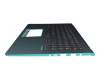 V173146AE1 original Sunrex keyboard incl. topcase DE (german) black/turquoise with backlight