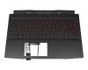 V203222FK2 original Sunrex keyboard incl. topcase DE (german) black/red/black with backlight